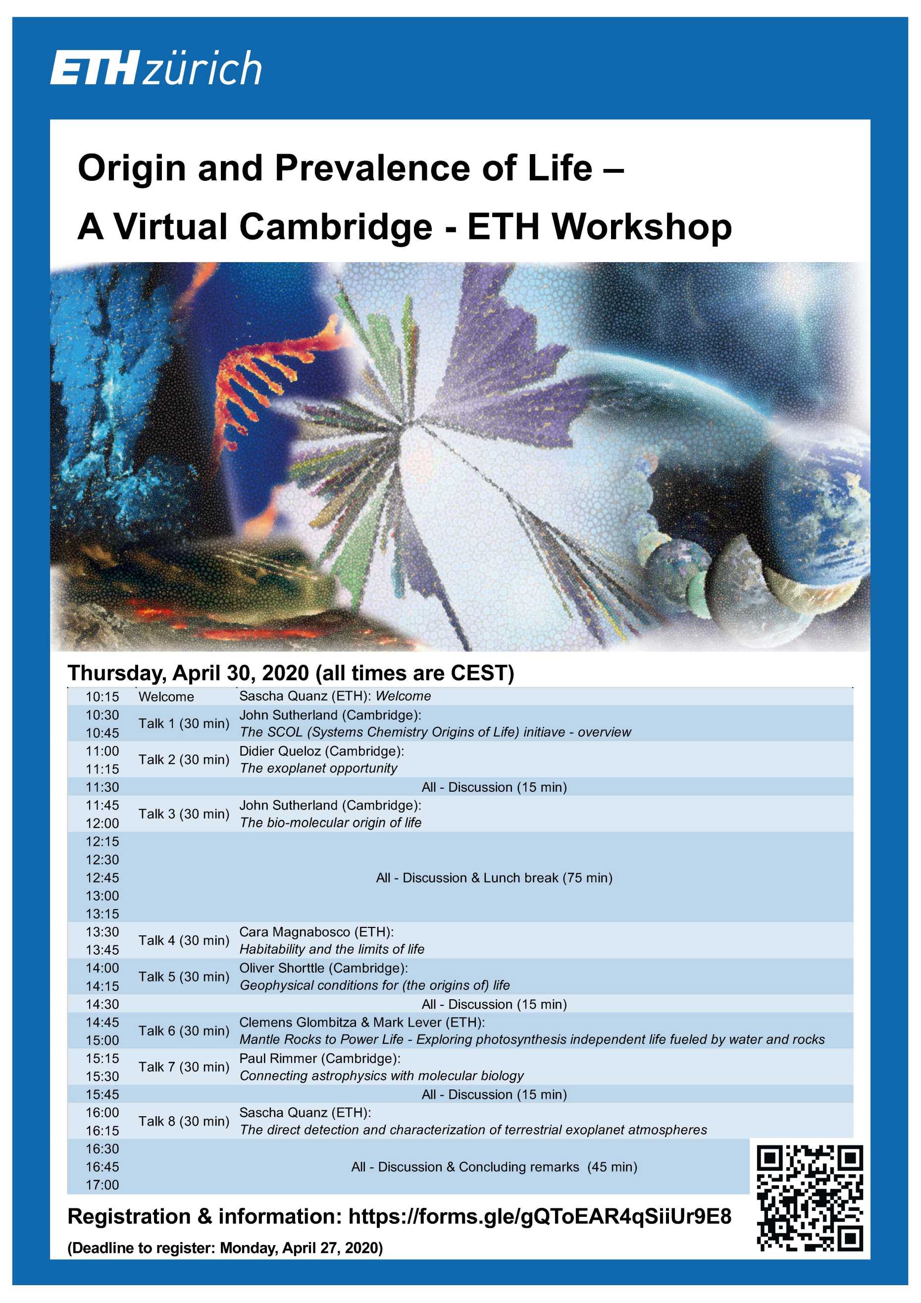 Origin and Prevalence of Life - A Virtual Cambirdge - ETH Workshop