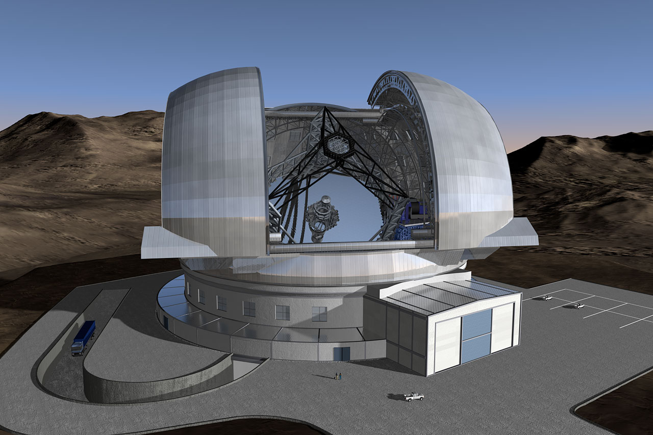 Enlarged view: Artists impression of the ESO Extremely Large Telescope on top of Cerro Armazones (Chile). Image Credit: ESO